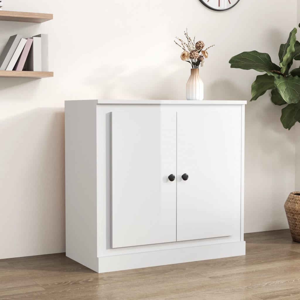 Buffet blanc brillant 70x35,5x67,5 cm bois d'ingénierie