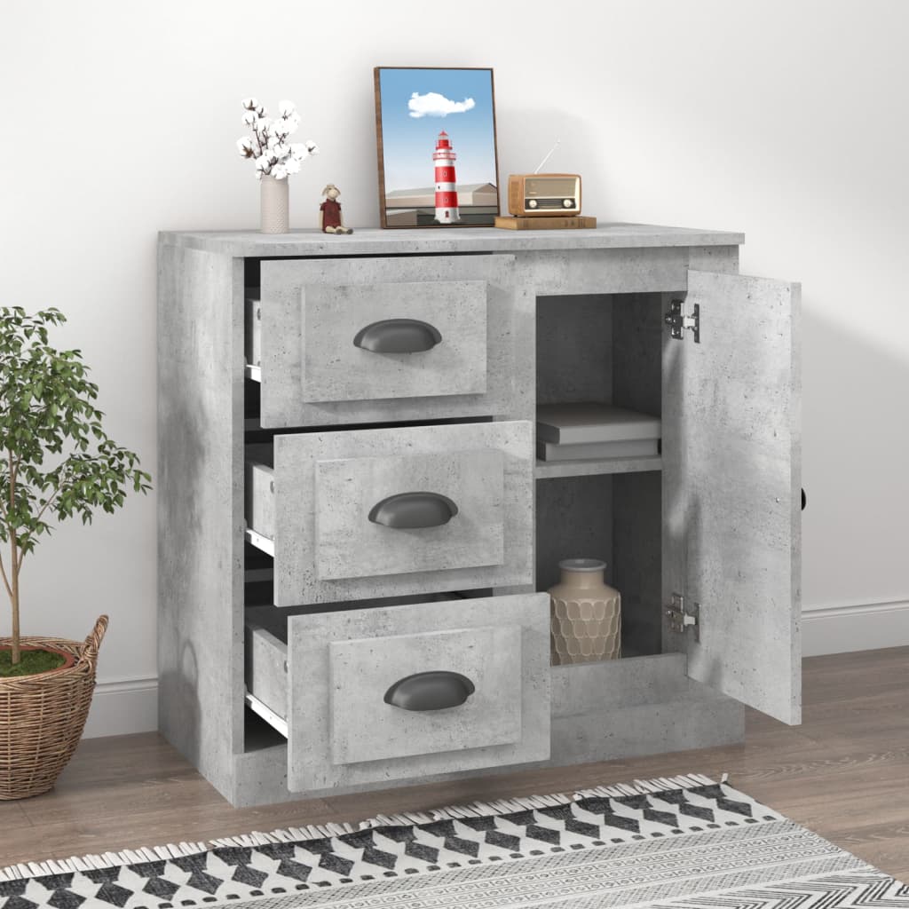 Buffet gris béton 70x35,5x67,5 cm bois d'ingénierie