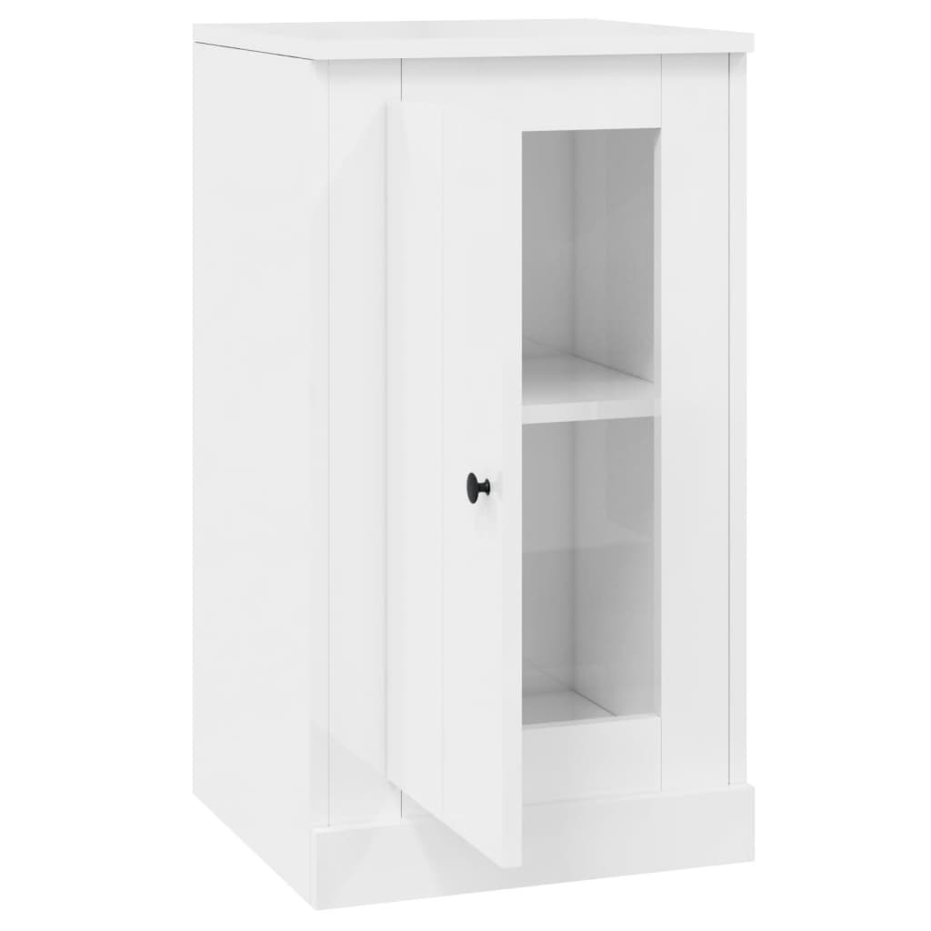 Buffet blanc brillant 37,5x35,5x67,5 cm bois d'ingénierie