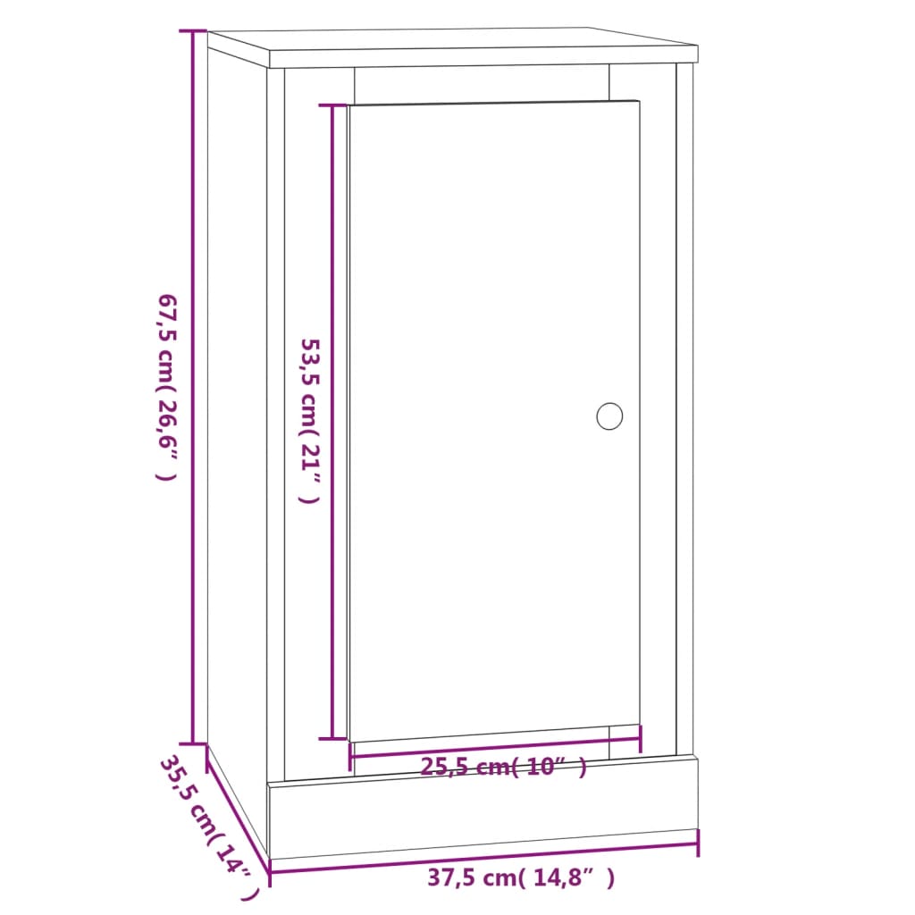 Brilliant white buffet 37.5x35.5x67.5 cm engineering wood