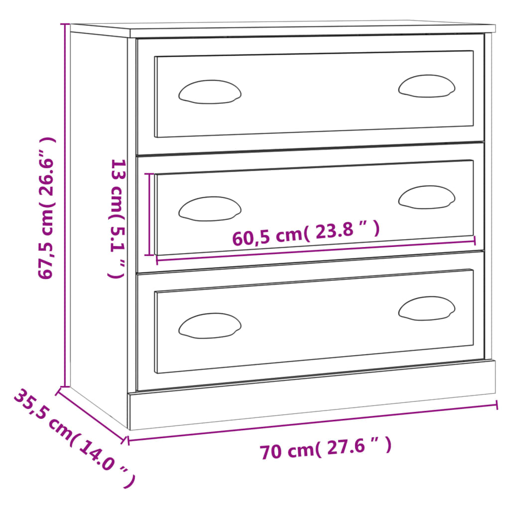 Buffet bianco 70x35.5x67,5 cm in legno di ingegneria