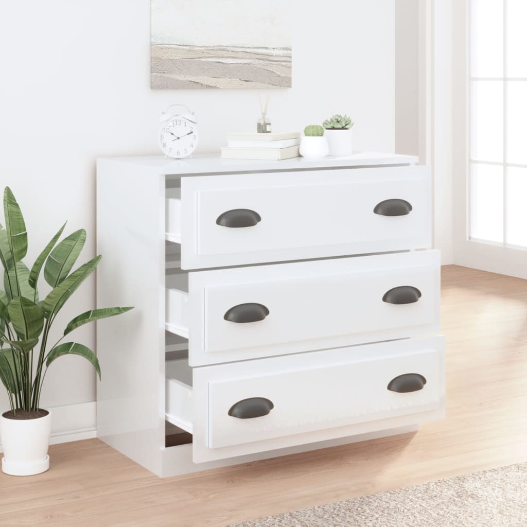 Shiny white buffet 70x35.5x67.5 cm engineering wood