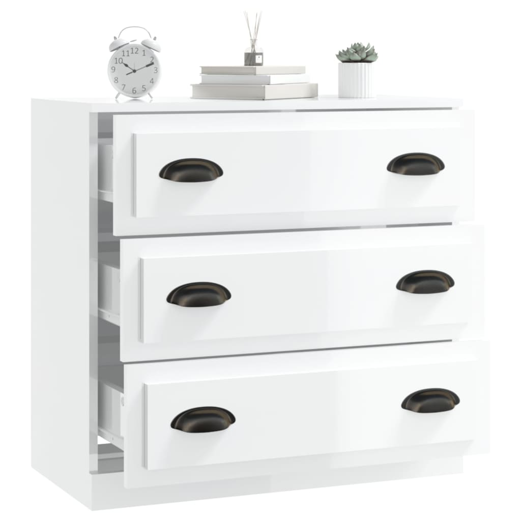 Shiny white buffet 70x35.5x67.5 cm engineering wood