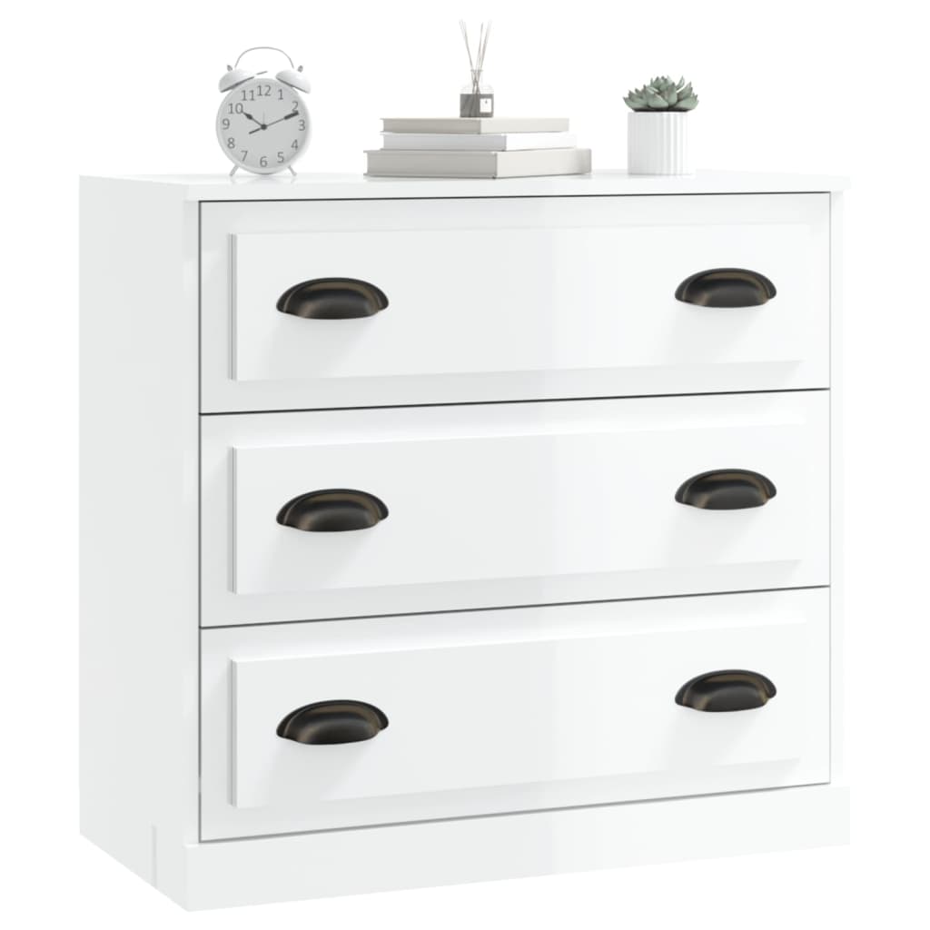 Shiny white buffet 70x35.5x67.5 cm engineering wood