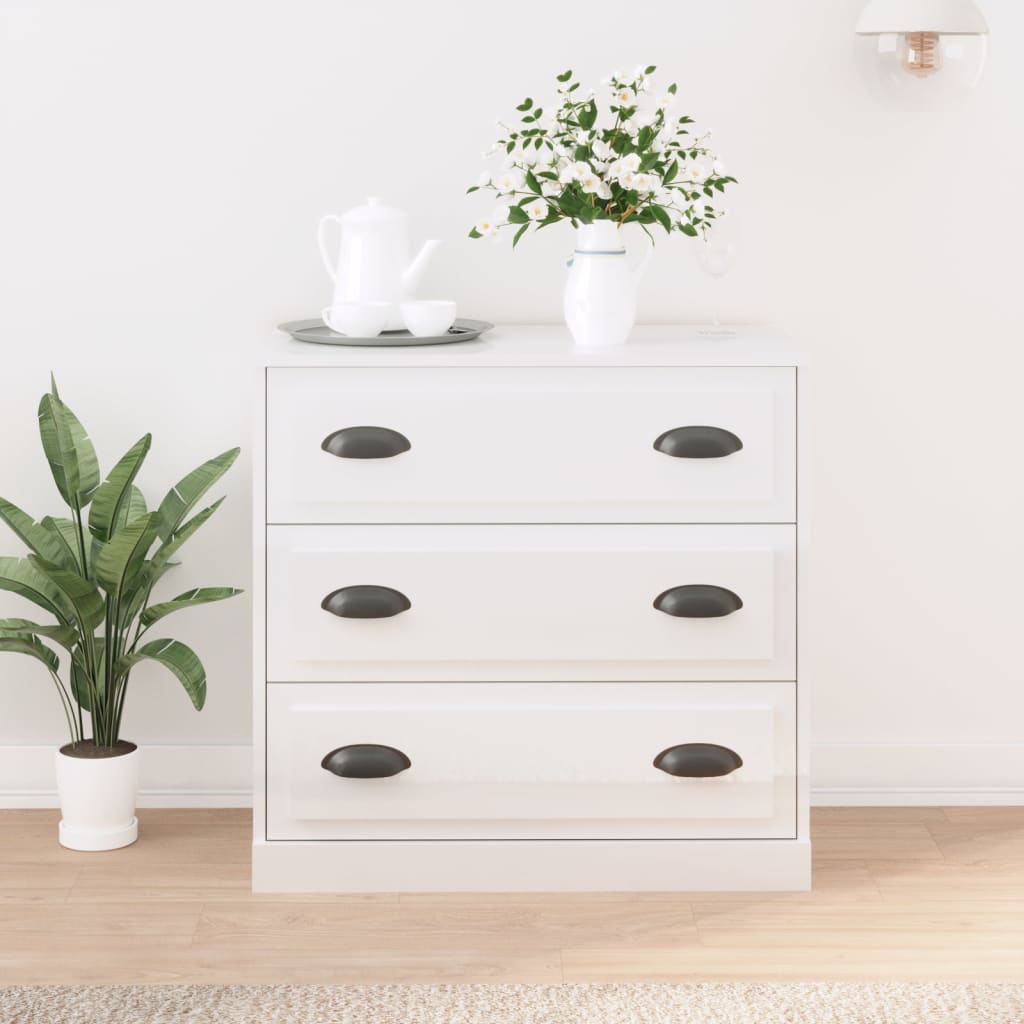 Shiny white buffet 70x35.5x67.5 cm engineering wood