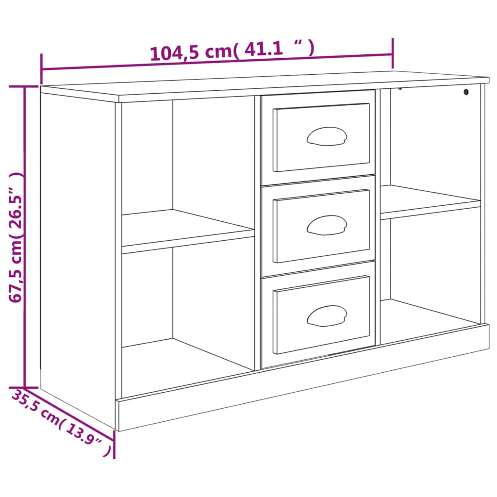 Black buffet 104.5x35.5x67.5 cm engineering wood