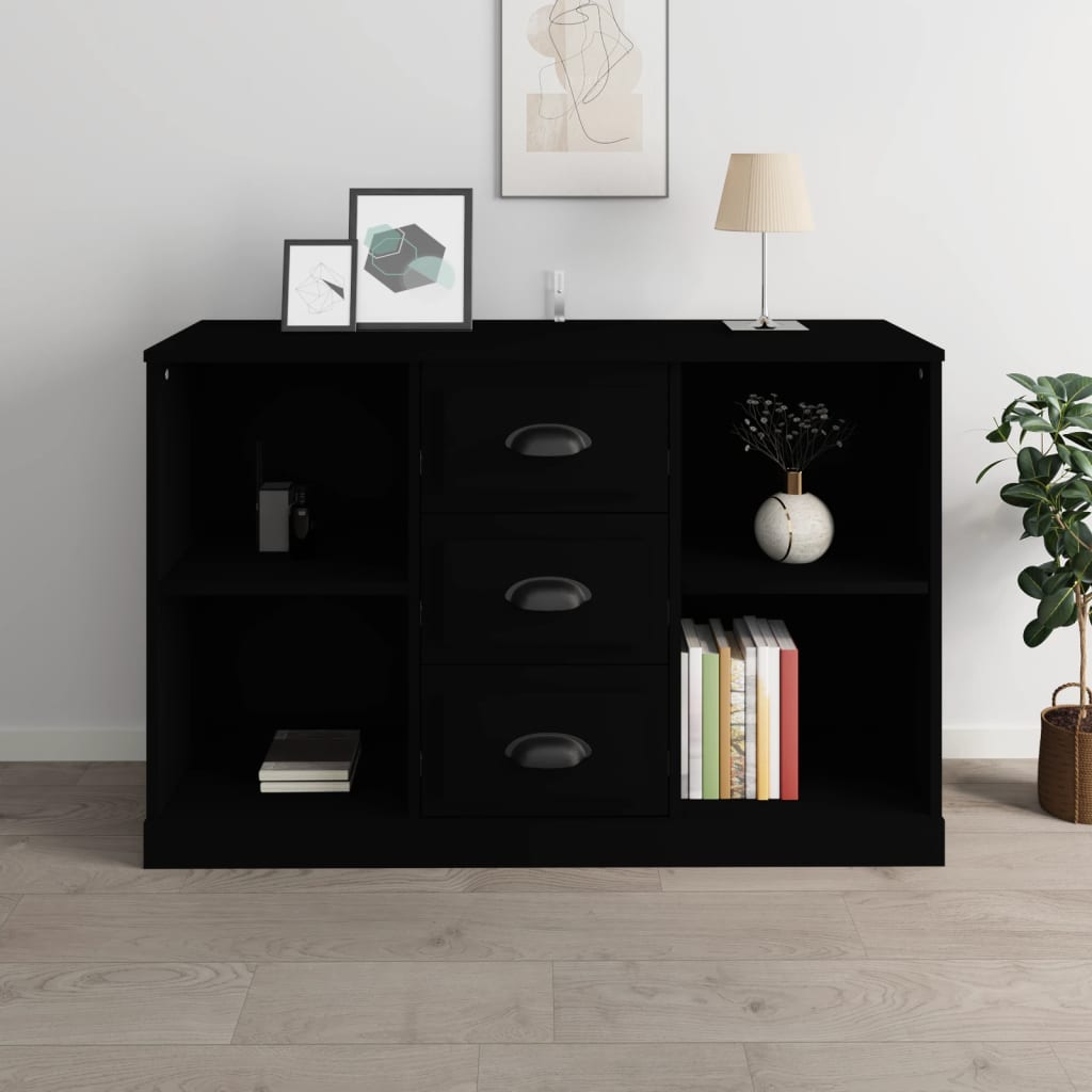 Black buffet 104.5x35.5x67.5 cm engineering wood