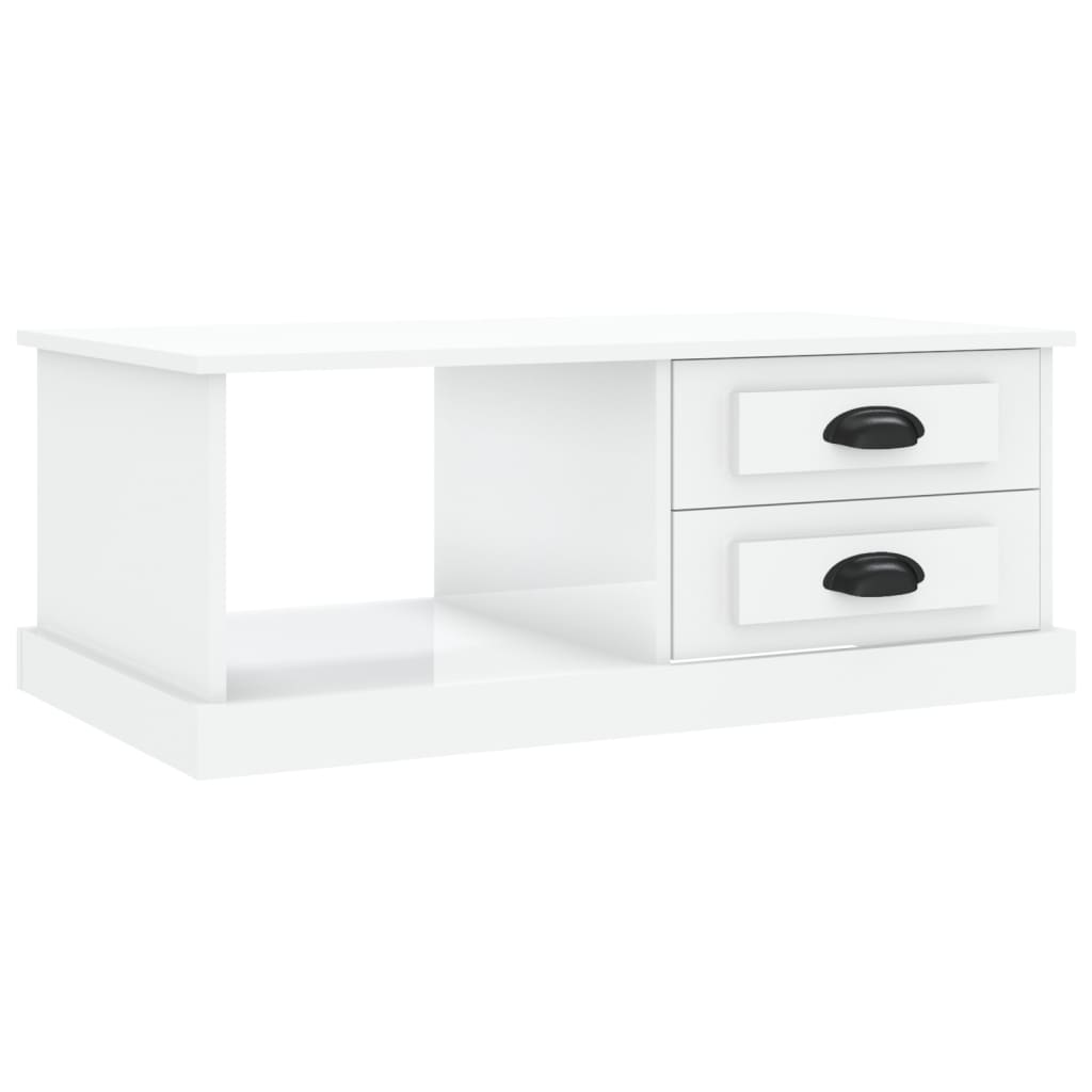 Tavolino Bianco lucido 90x50x35 cm MDF