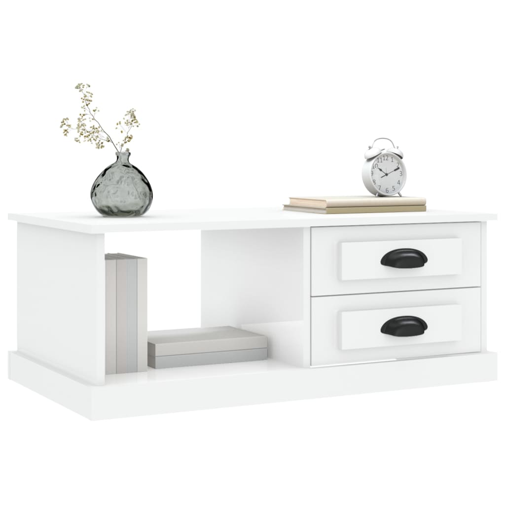 Tavolino Bianco lucido 90x50x35 cm MDF