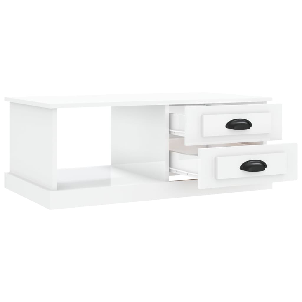 Table basse Blanc brillant 90x50x35 cm Bois d'ingénierie