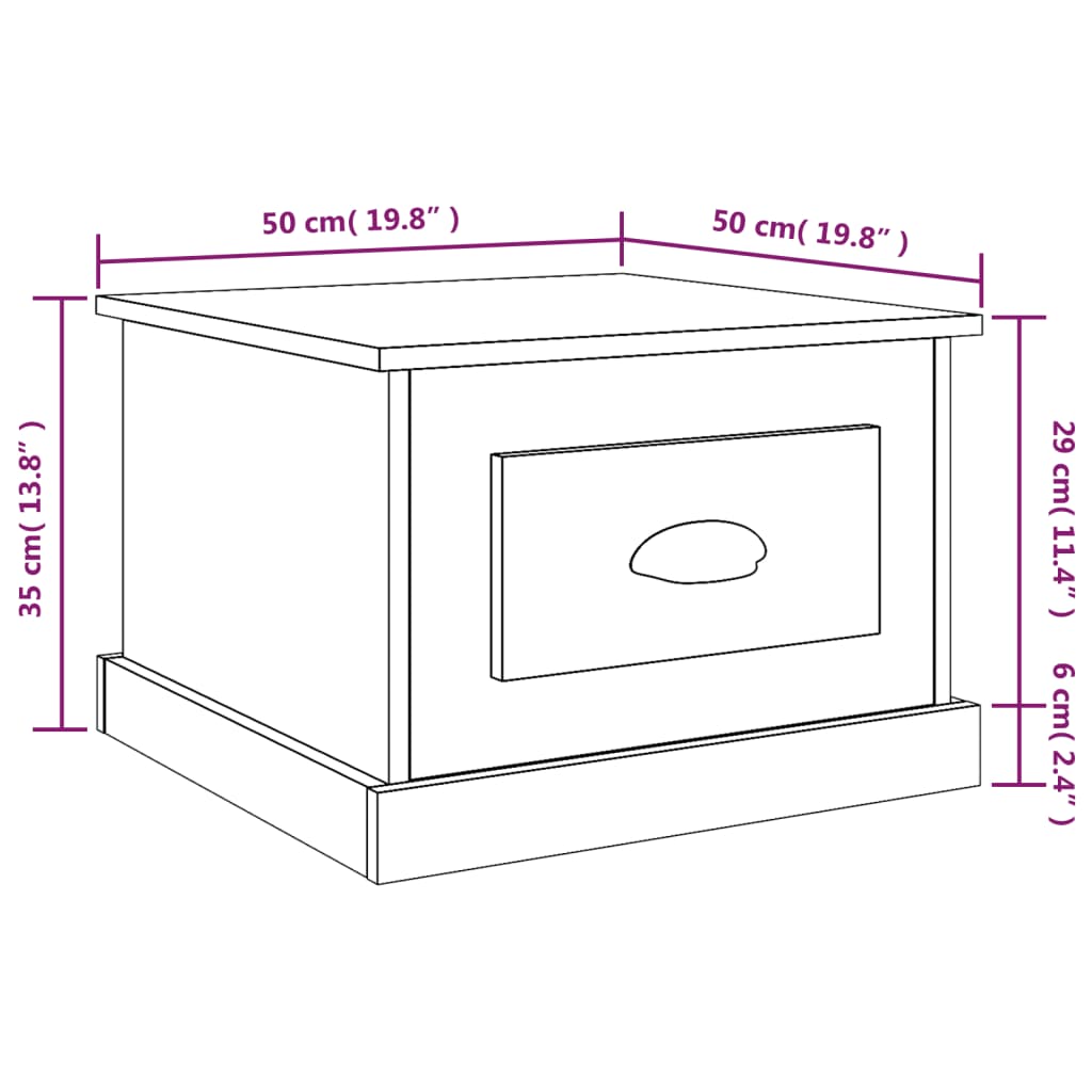 White coffee table 50x50x35 cm engineering wood