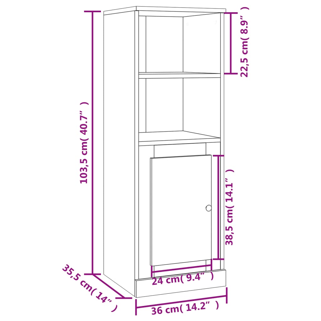 Glänzendes weißes hoch weißes Buffet 36x35.5x103,5 cm Ingenieurholz Holz