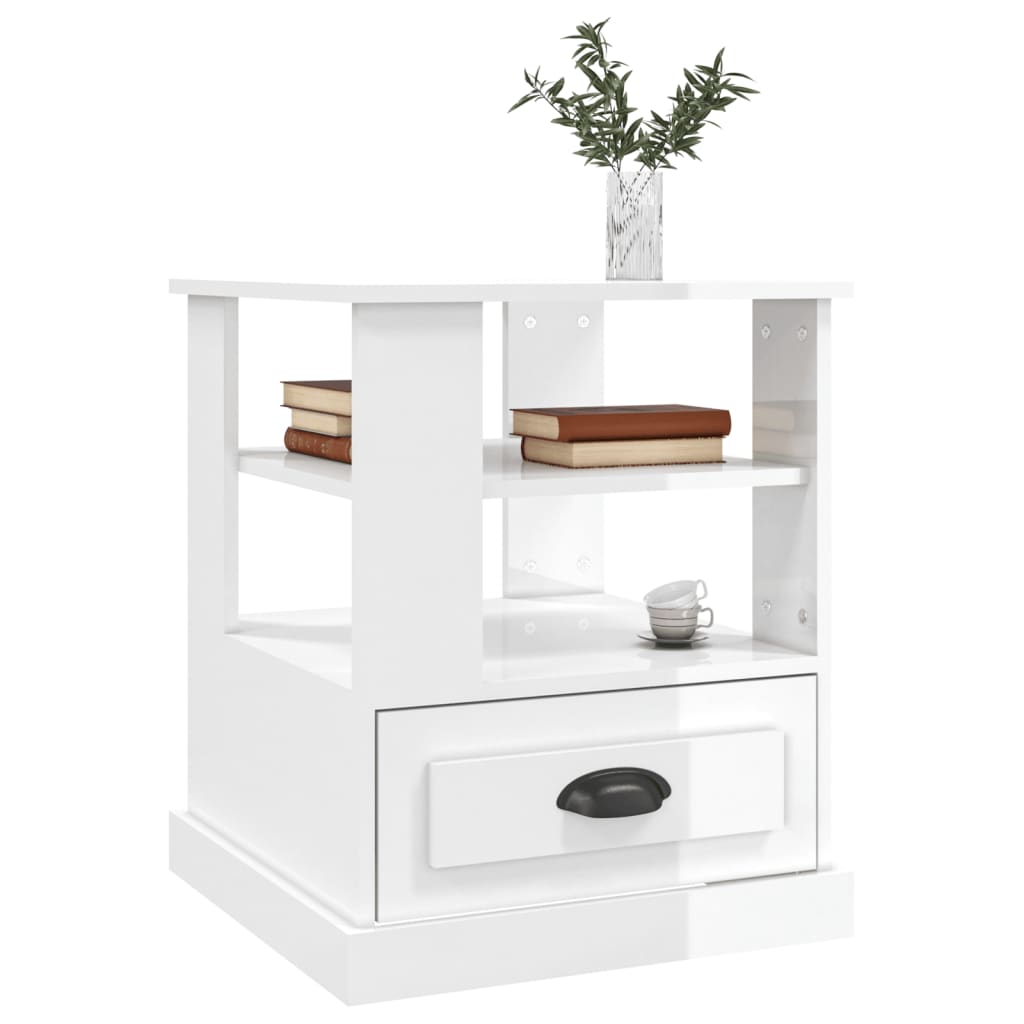 Brilliant white side table 50x50x60 cm Engineering wood