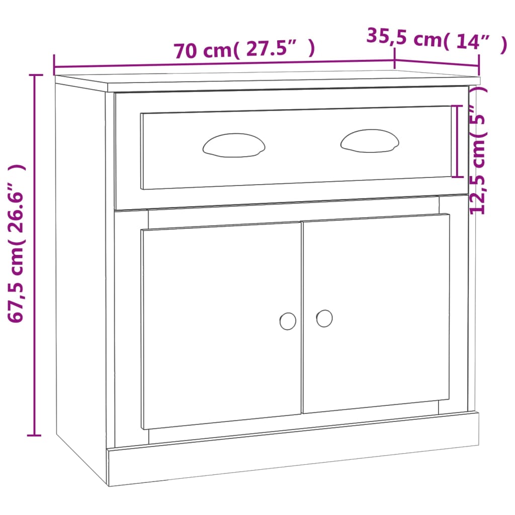 Credenza grigio cemento 70x35,5x67,5 cm in multistrato