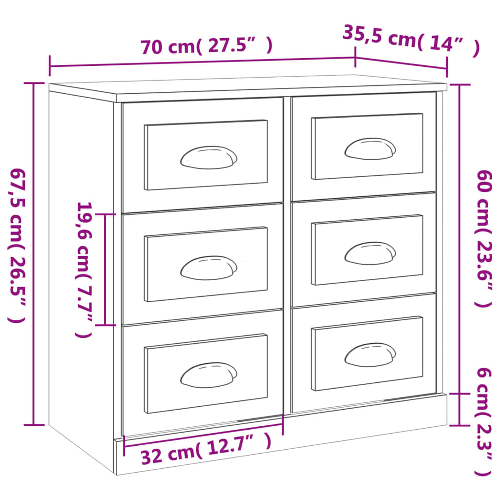 Betongrau -Buffet 70x35.5x67,5 cm Ingenieurholz Holz