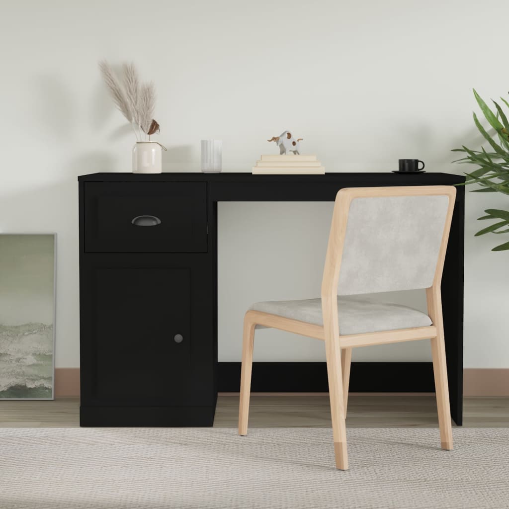 Office with black drawer 115x50x75 cm engineering wood