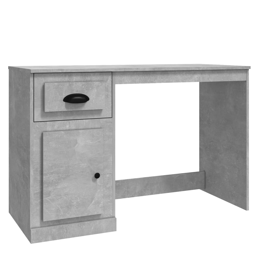 Scrivania con cassetto grigio cemento 115x50x75 cm in derivati ​​del legno