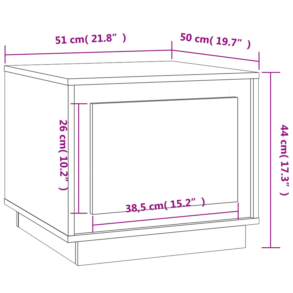 White coffee table 51x50x44 cm engineering wood