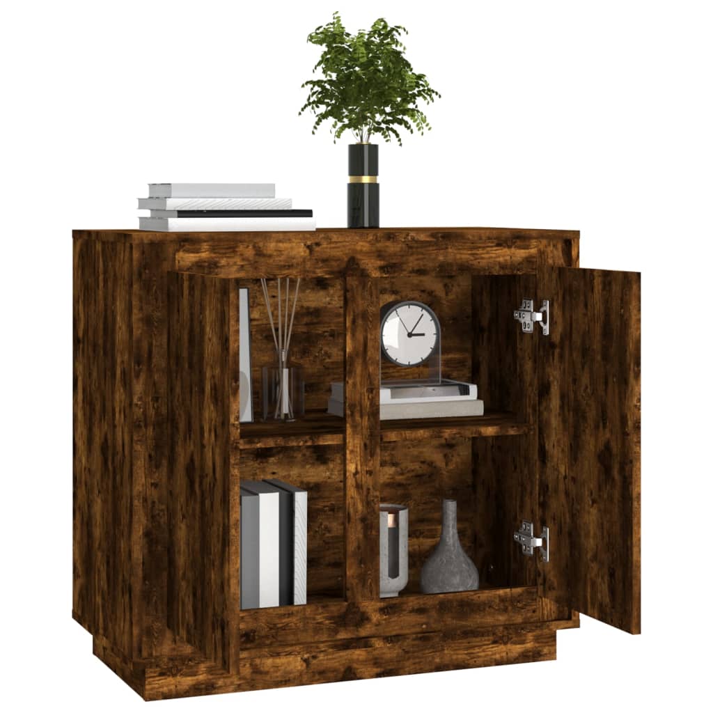 Buffet chêne fumé 80x34x75 cm bois d'ingénierie