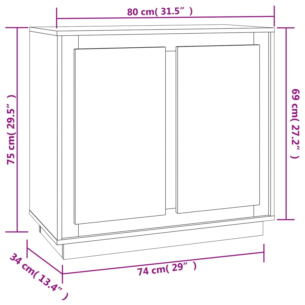 Credenza in rovere affumicato 80x34x75 cm in multistrato