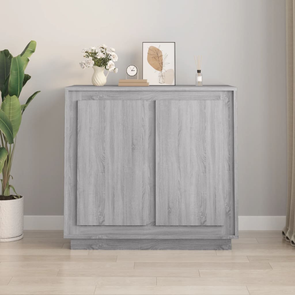 Credenza Sonoma grigia 80x34x75 cm in derivati ​​del legno