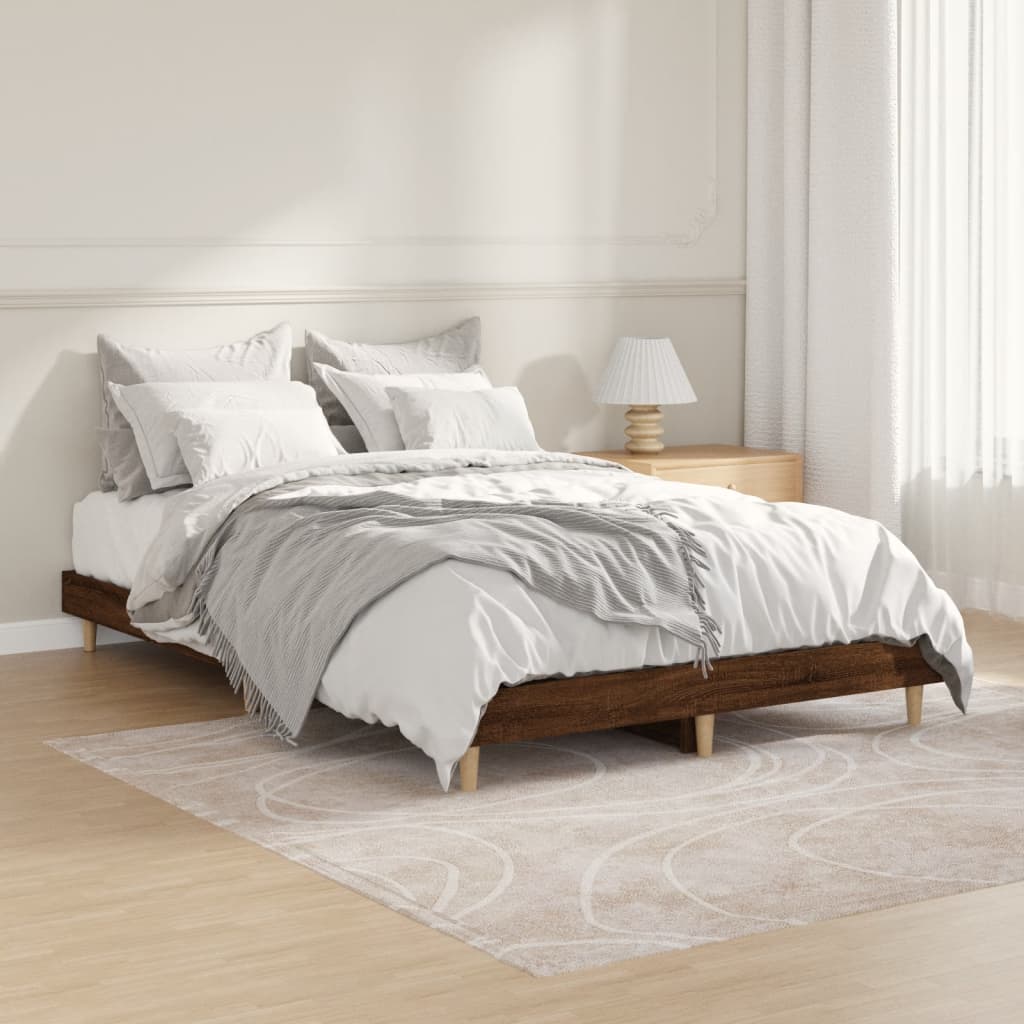 Cadre de lit chêne marron 120x190 cm bois d'ingénierie