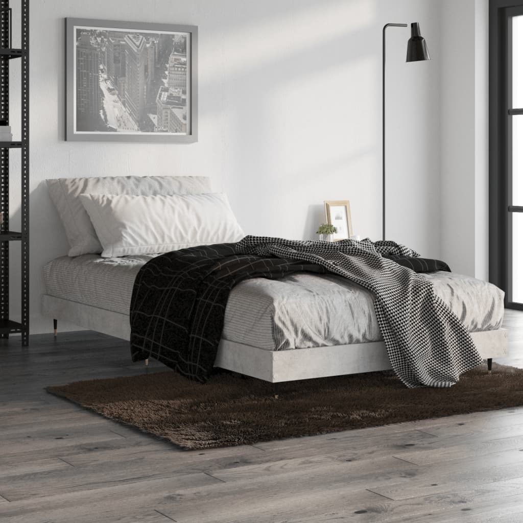 Cadre de lit gris béton 100x200 cm bois d'ingénierie