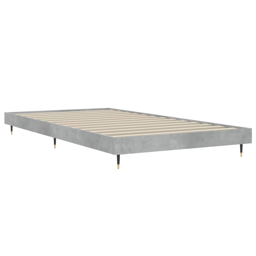 Cadre de lit gris béton 90x190 cm bois d'ingénierie