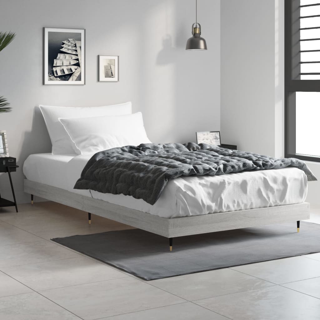 Sonoma gray bed 90x190 cm engineering wood