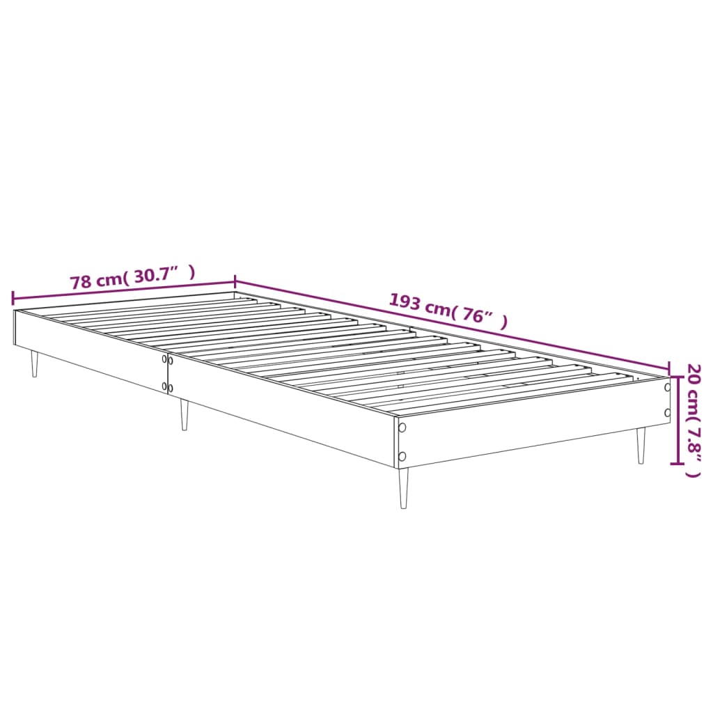 White bed frame 75x190 cm Engineering wood