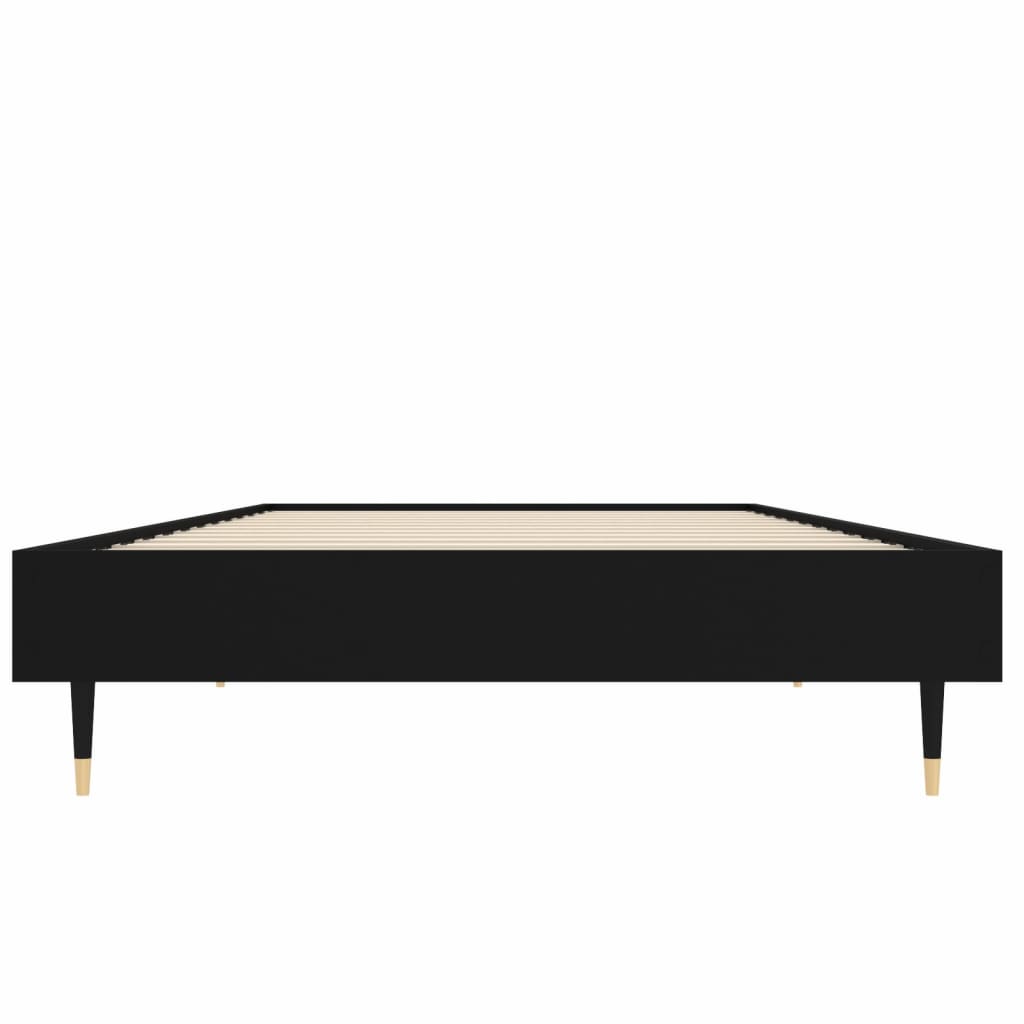 Cadre de lit noir 75x190 cm bois d'ingénierie
