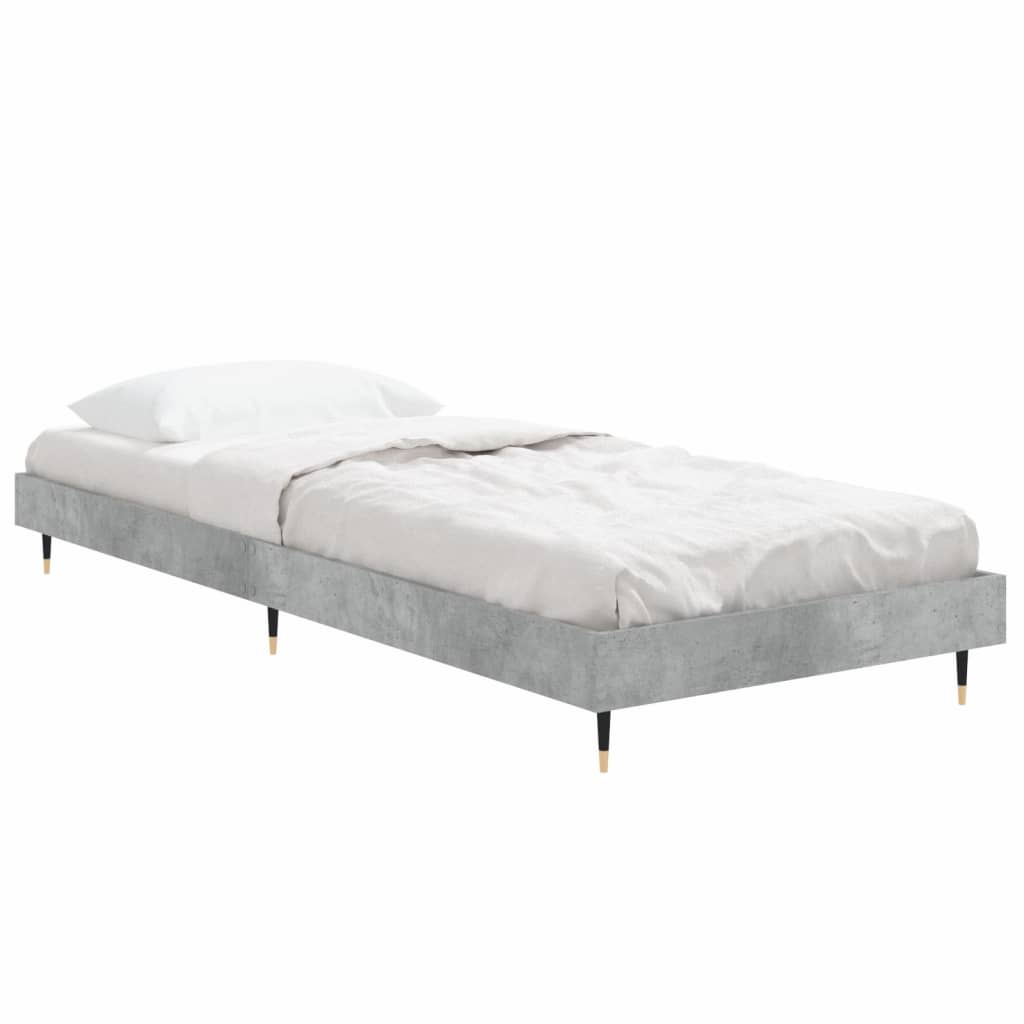 Concrete gray bed frame 75x190 cm engineering wood