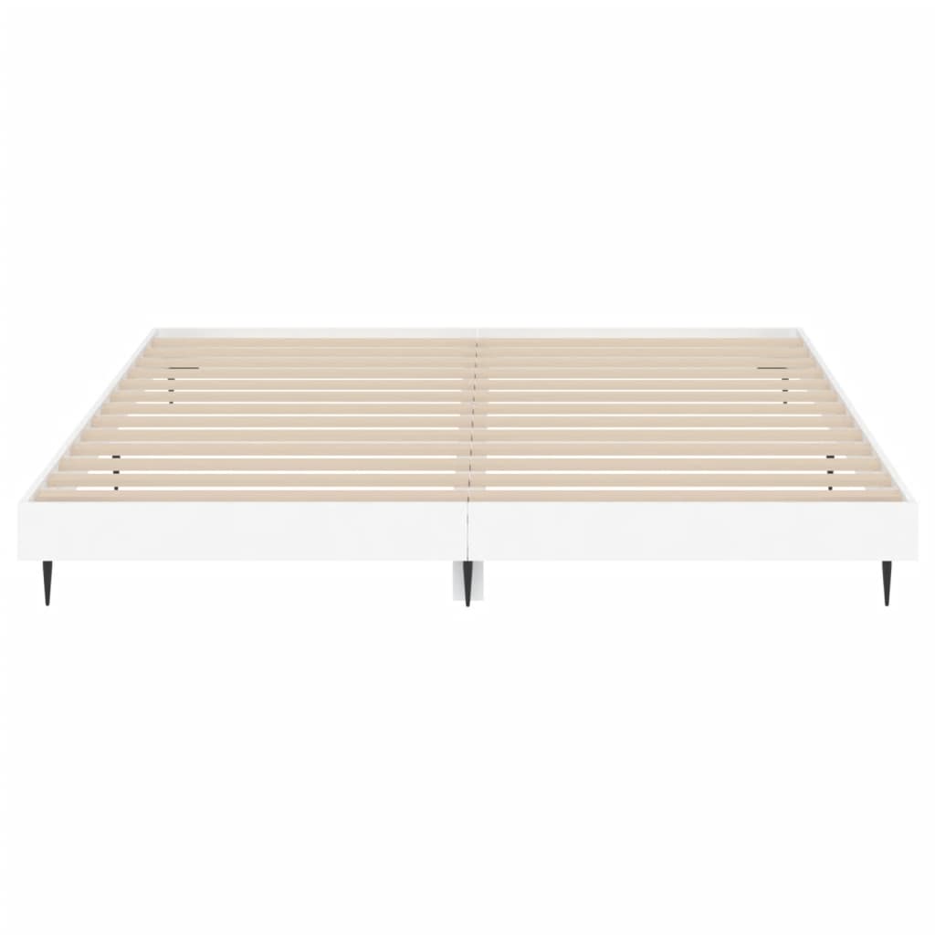 White bed frame 200x200 cm engineering wood
