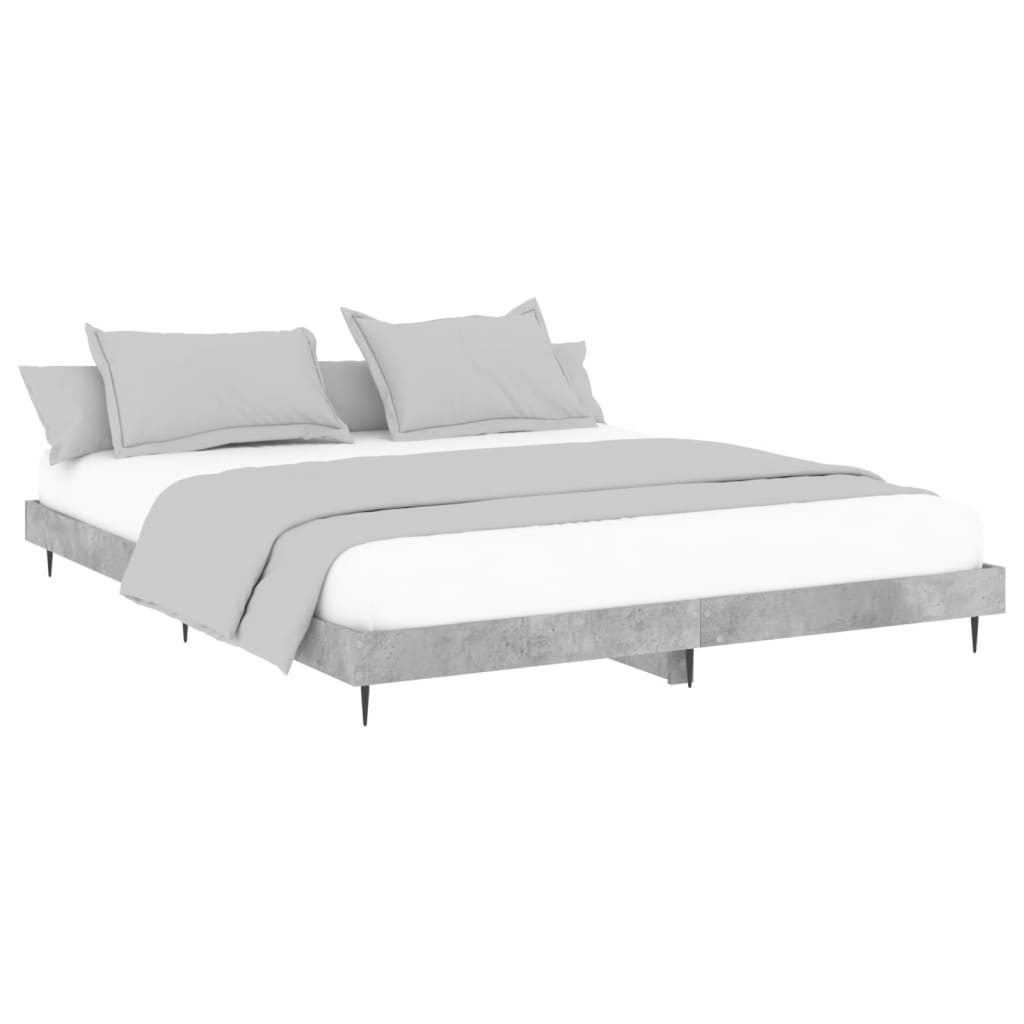 Concrete gray bed frame 200x200 cm engineering wood