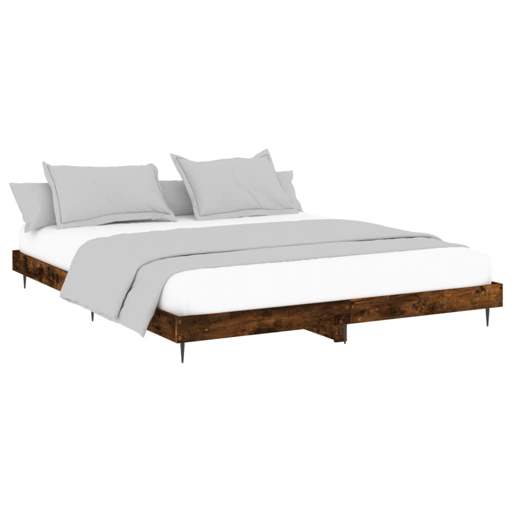 Smoked oak bed frame 200x200 cm engineering wood