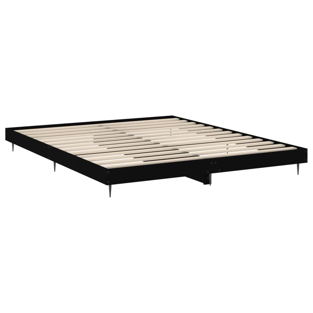 Black bed 180x200 cm engineering wood