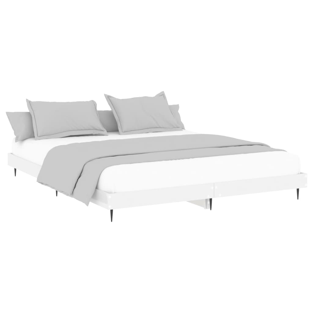 Cadre de lit blanc brillant 180x200 cm bois d'ingénierie