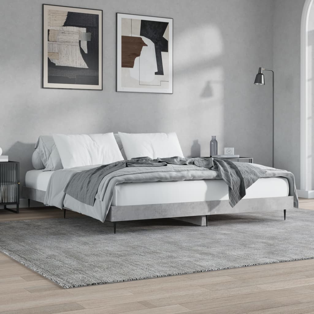 Concrete gray bed frame 160x200 cm engineering wood
