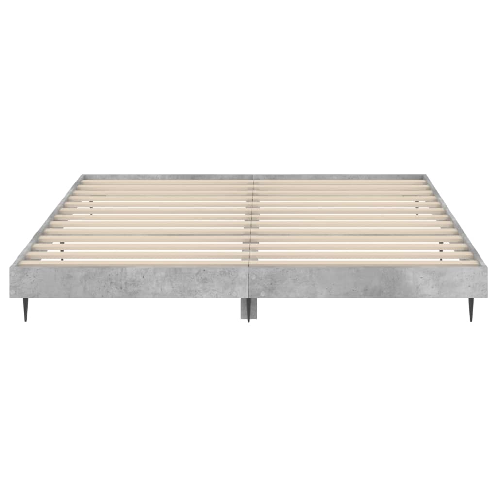 Cadre de lit gris béton 160x200 cm bois d'ingénierie