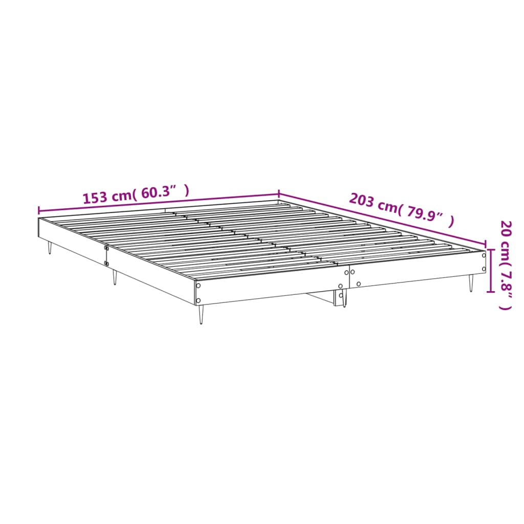 Concrete gray bed frame 150x200 cm engineering wood