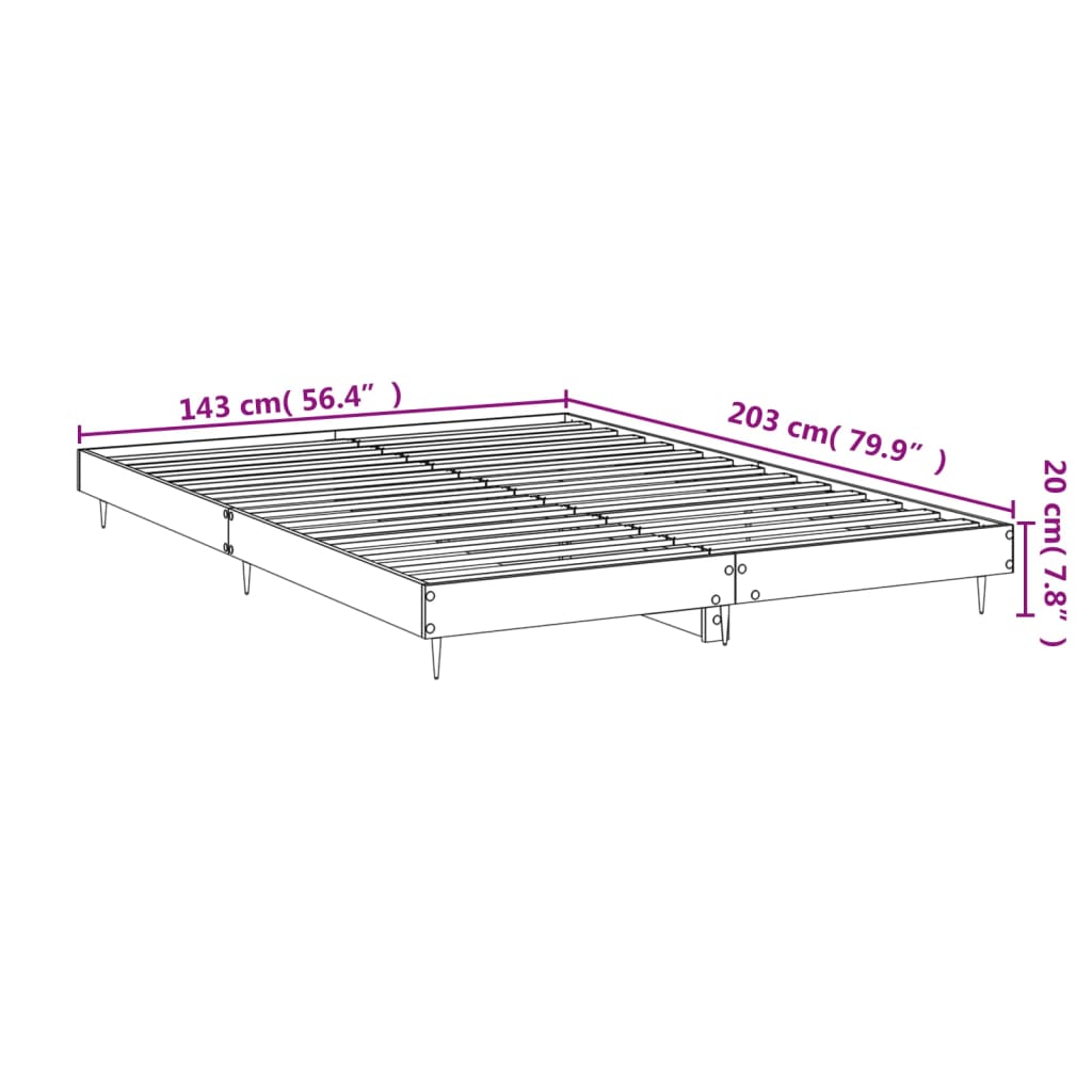 Sonoma gray bed 140x200 cm engineering wood