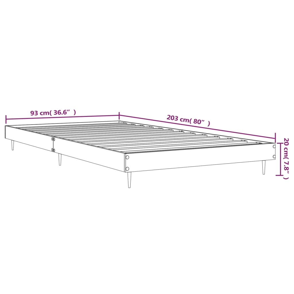 Brilliant white bed frame 90x200 cm engineering wood