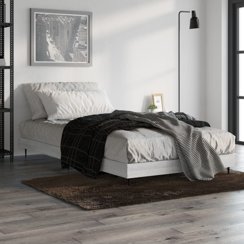 Sonoma Grey Bett 90x200 cm Ingenieurholz Holz