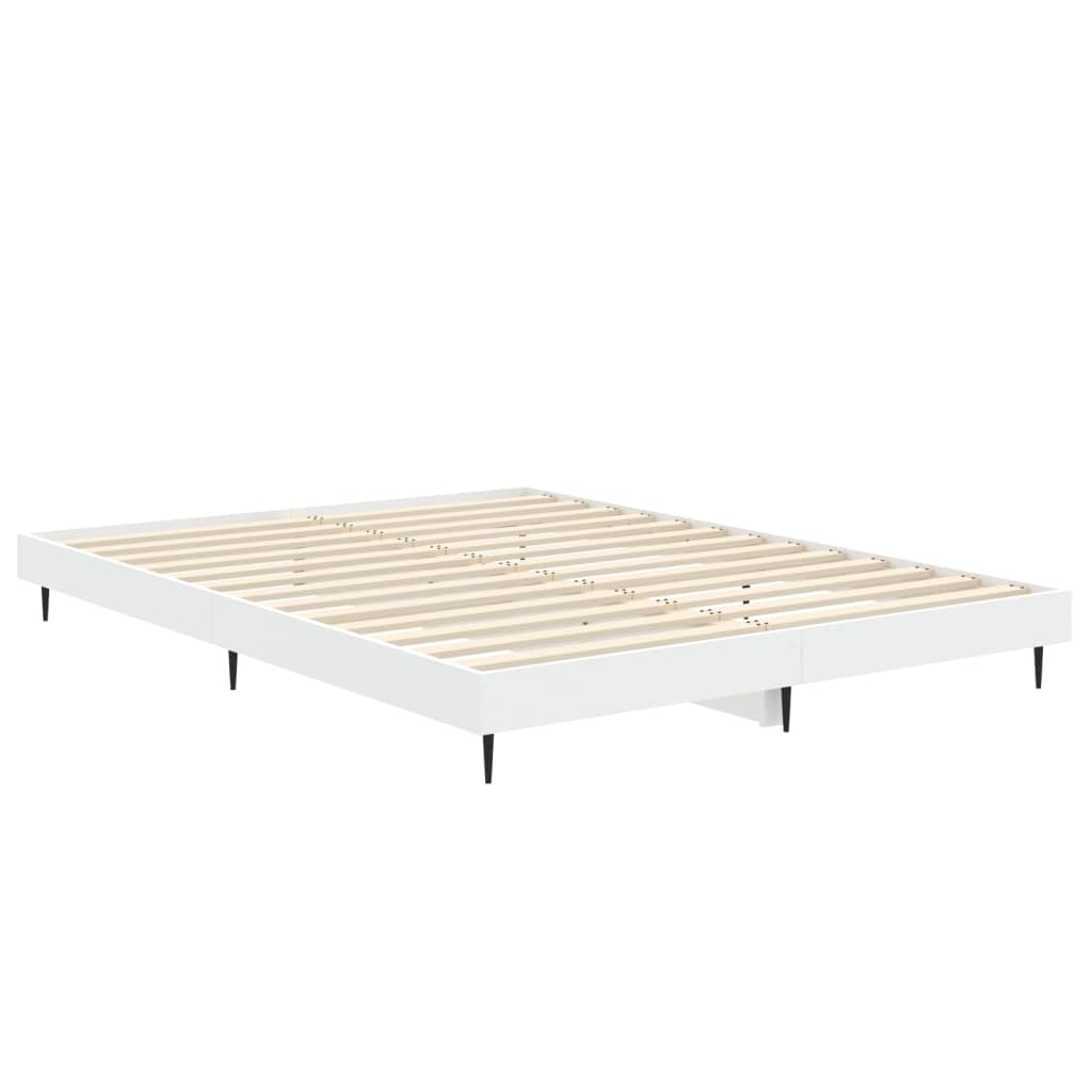White bed frame 135x190 cm Engineering wood