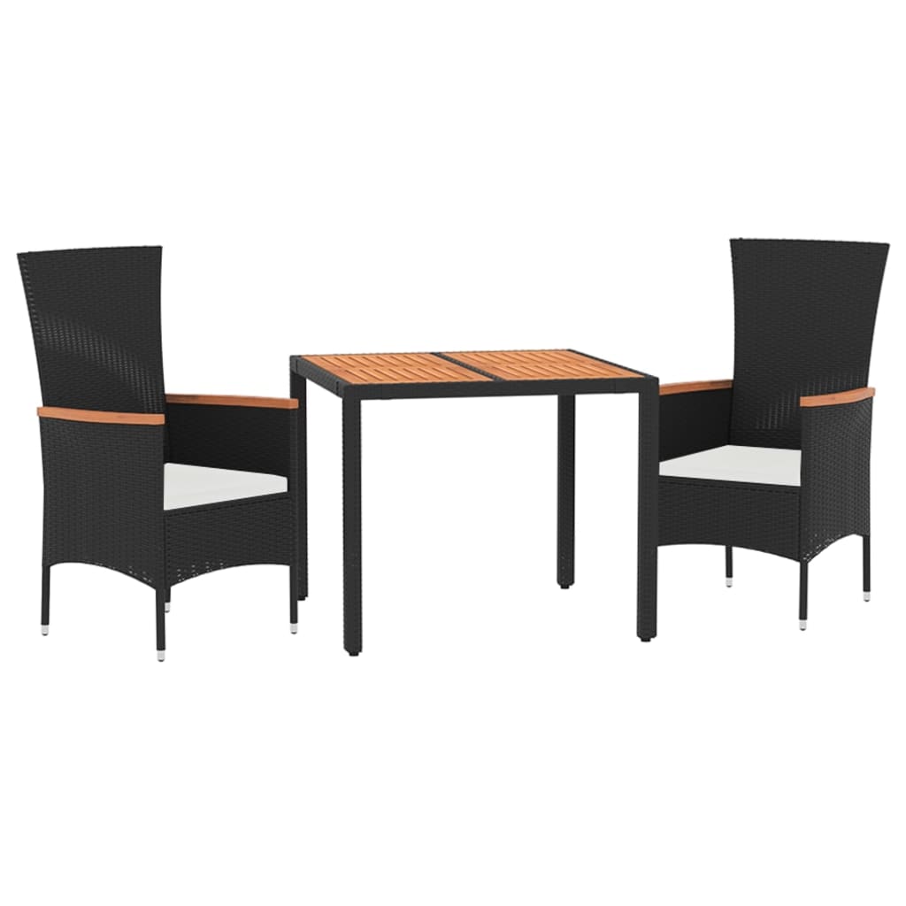 Garden dining room set with 3 pcs black cushions