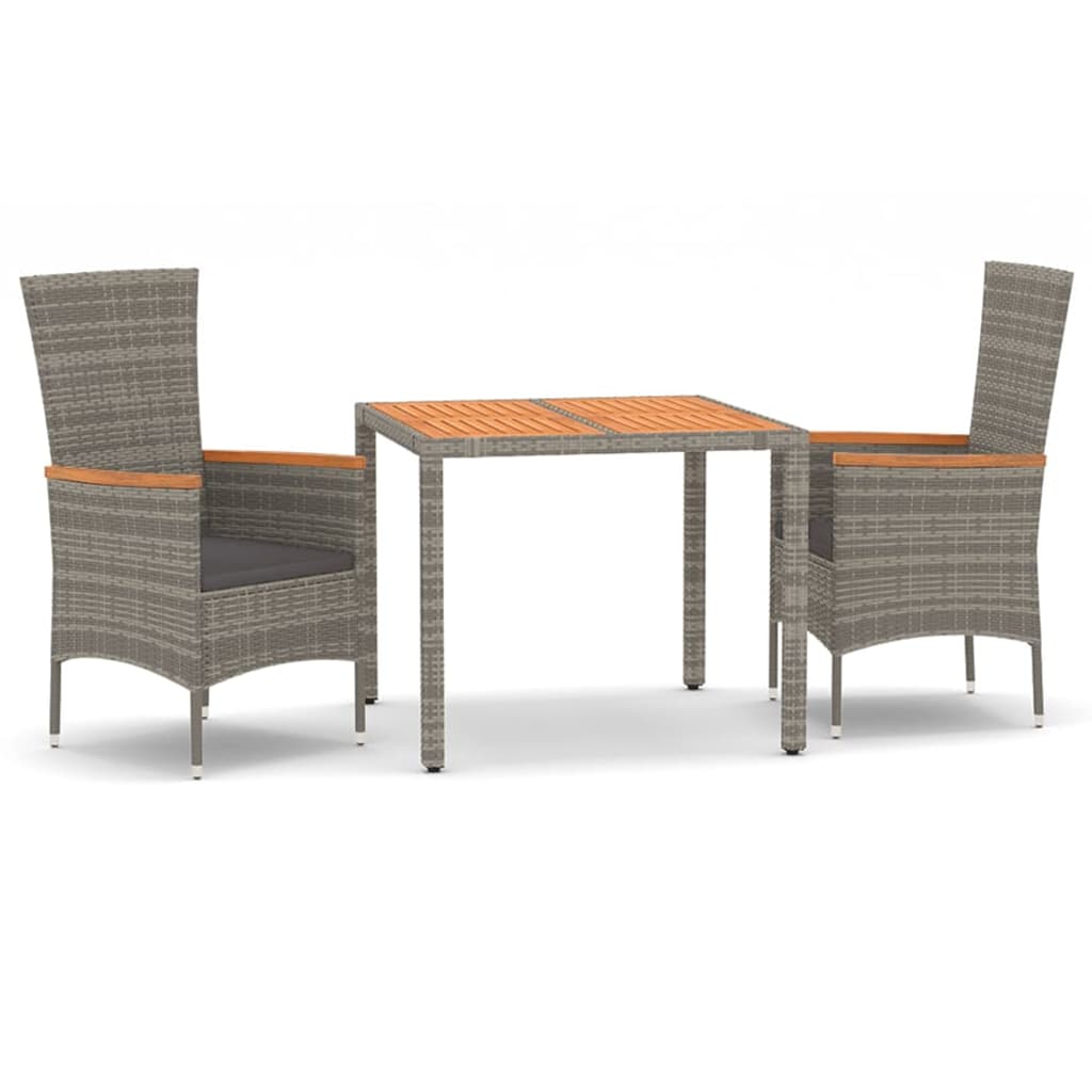 3 pc garden dining room set with gray cushions