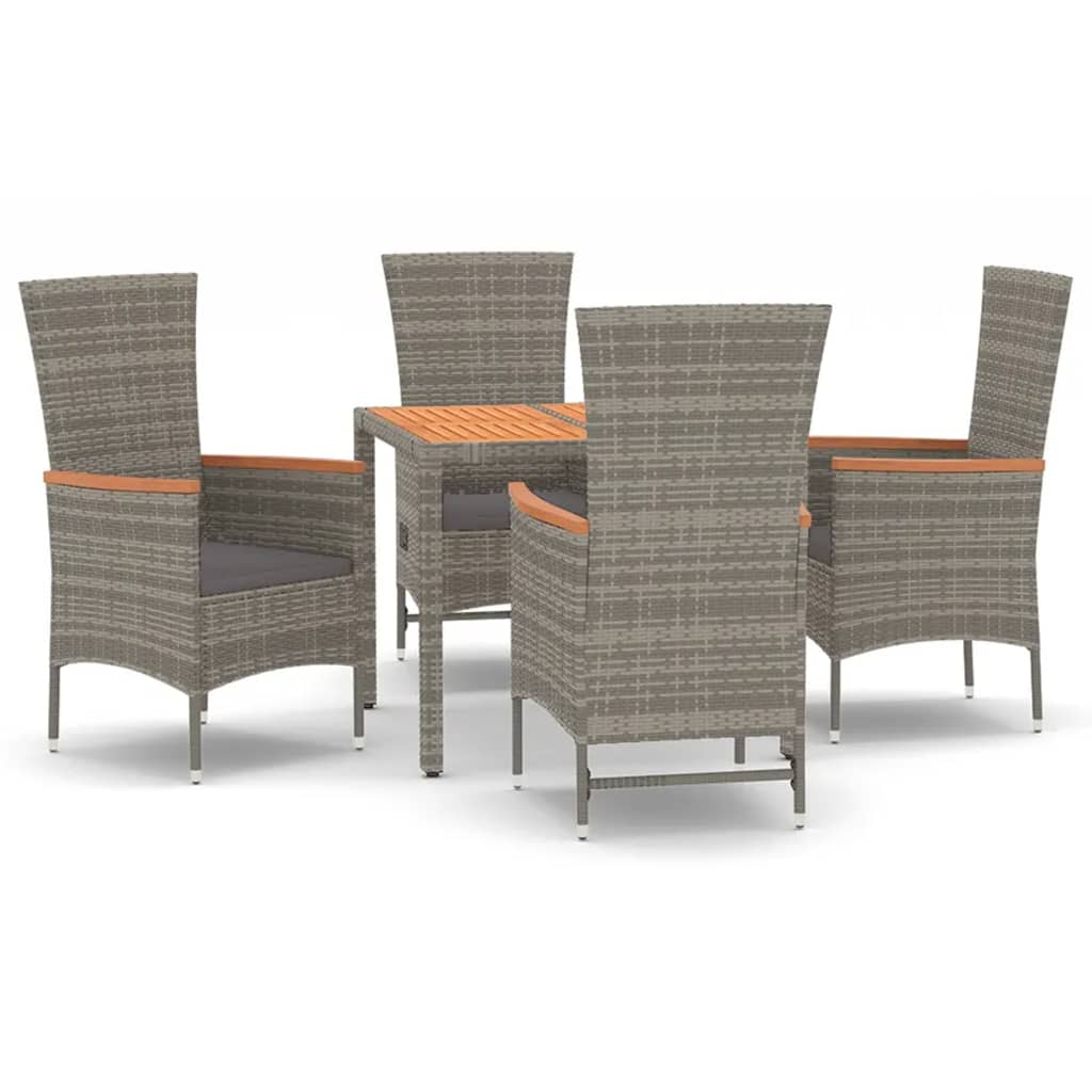 5 pc garden dining room set with gray cushions