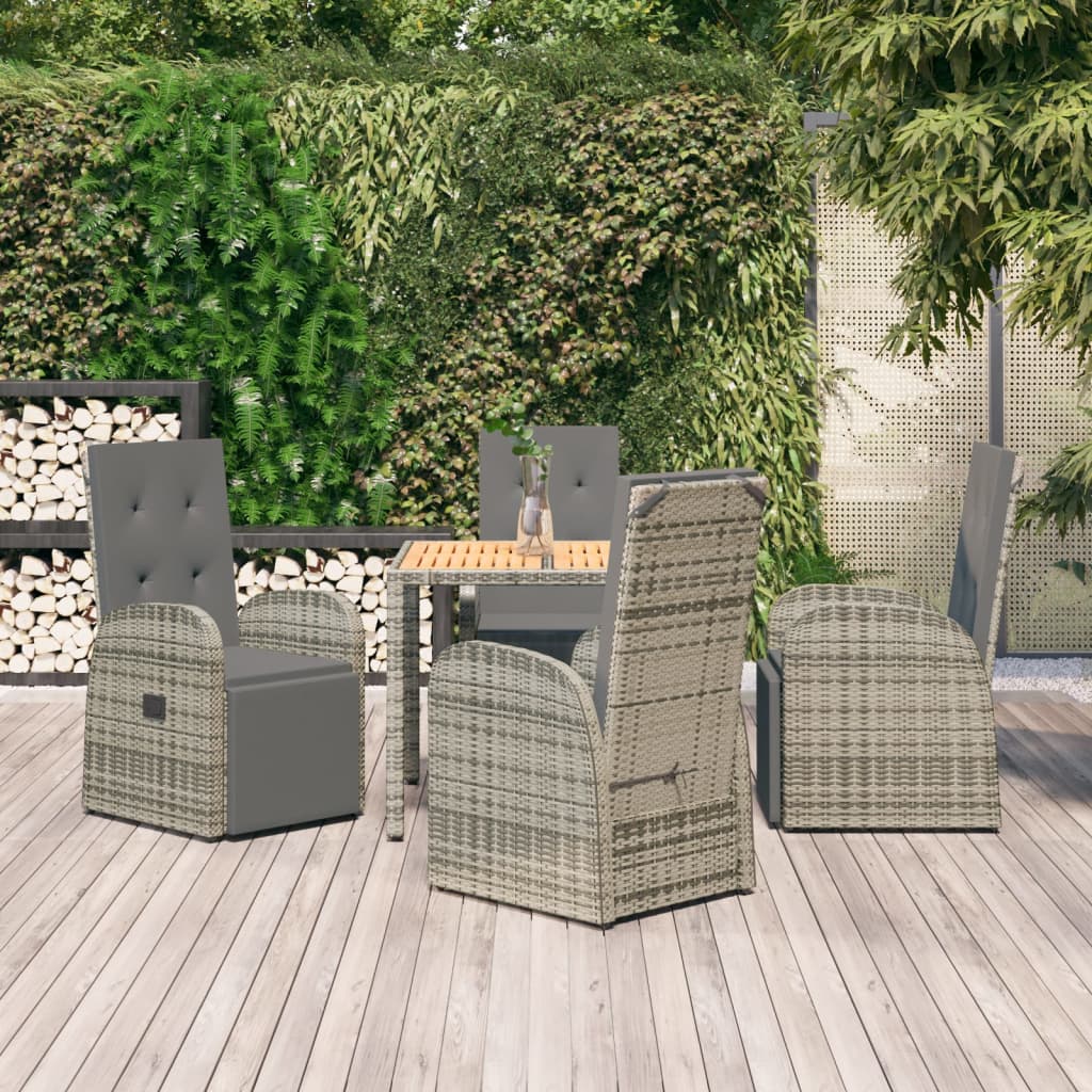 5 pc garden dining room set with gray cushions