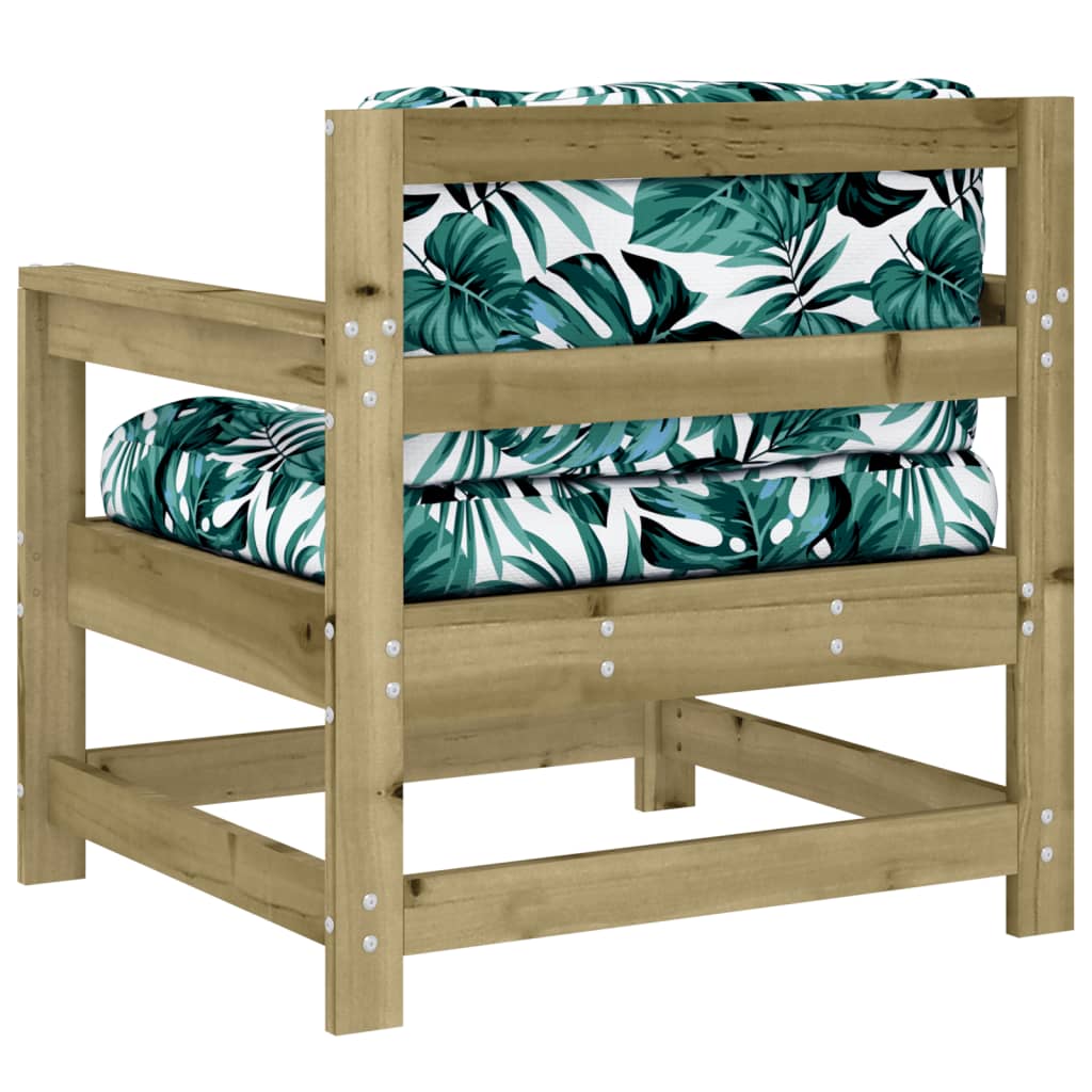 Set di 2 sedie da giardino con cuscini in legno di pino impregnato