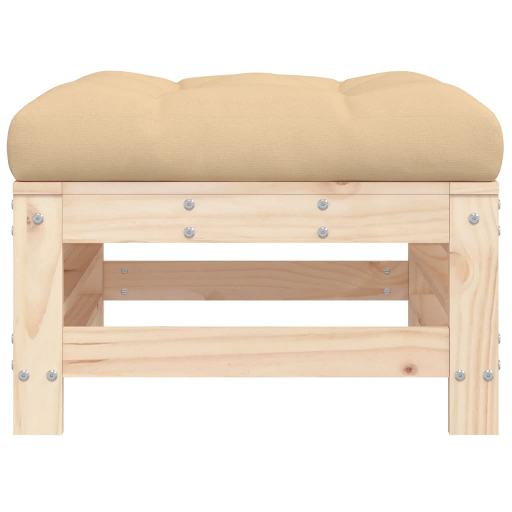 Garden footrest with cushions 2 pcs solid pine wood